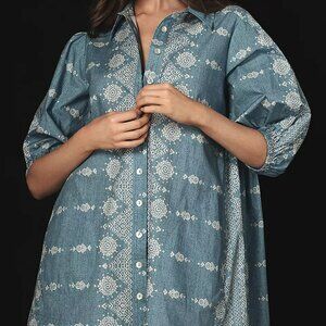 Hope for Flowers by Tracy Reese Tucked-Sleeve Mini Shirt Dress with Puff Sleeves